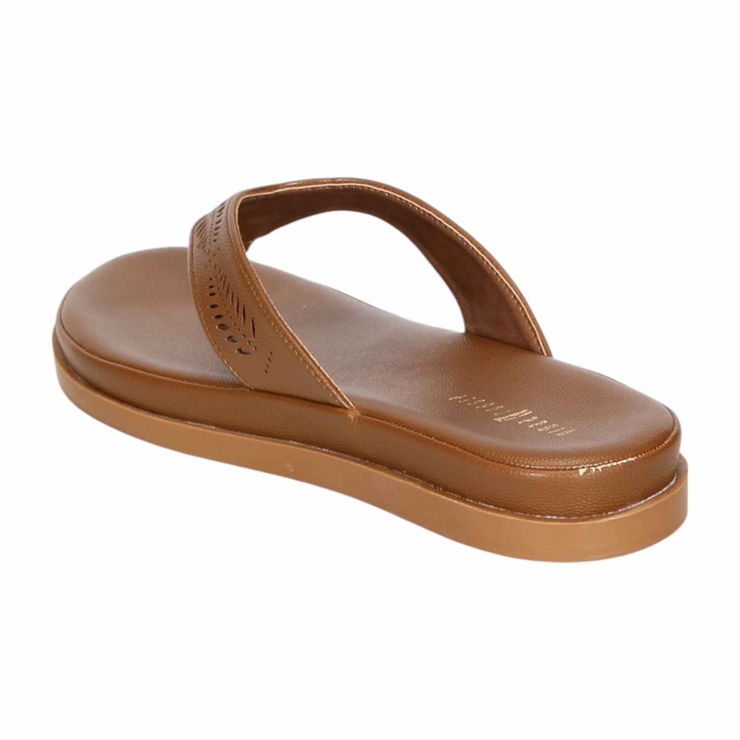 Women Brown Thongs with Self Design