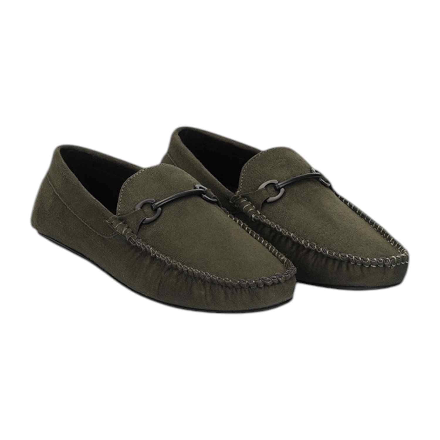 Men Casual Shoes Olive Slip On
