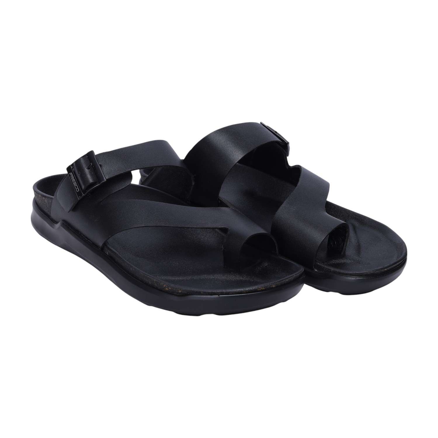 Men Black Toe-Ring Slip-On Chappal