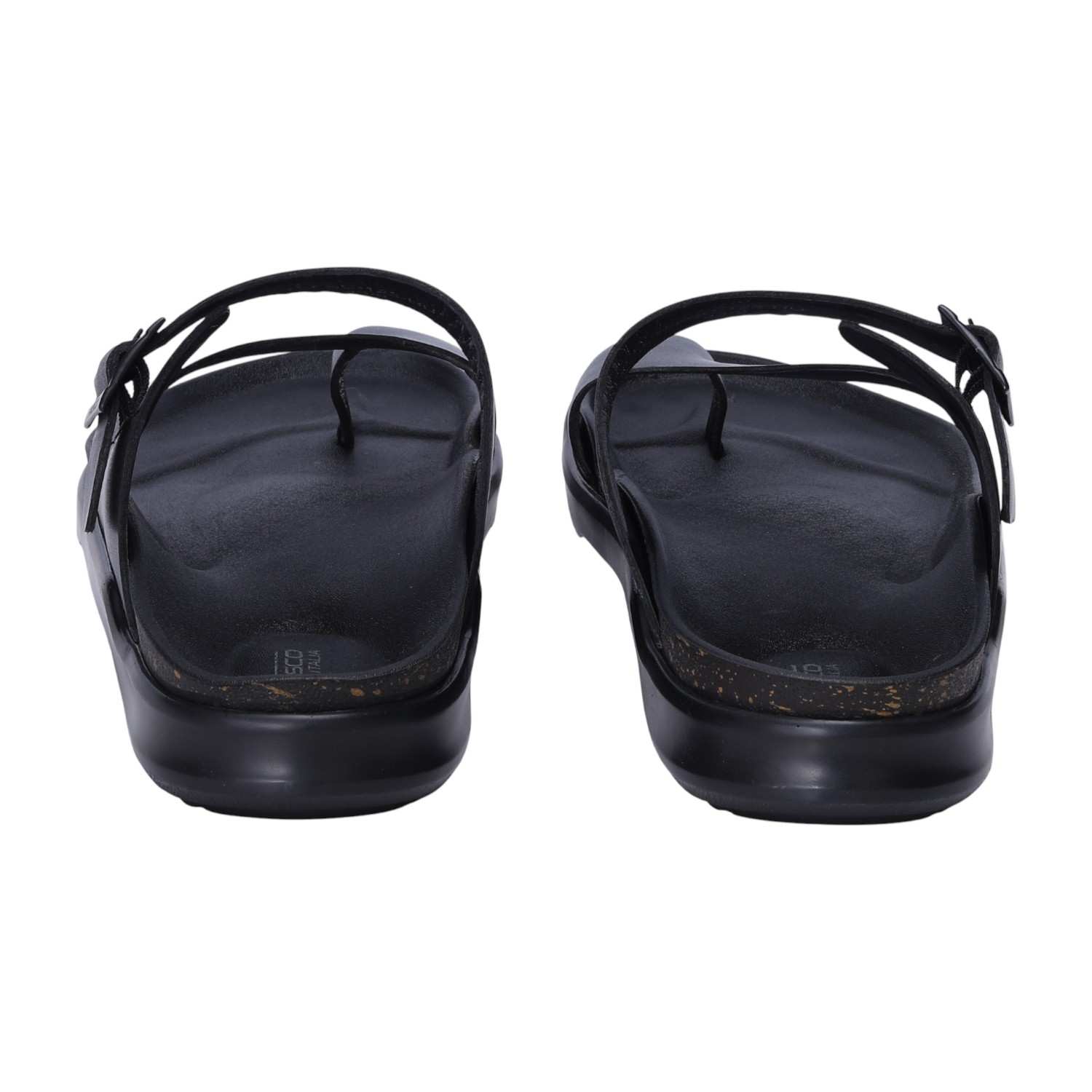 Men Black Toe-Ring Slip-On Chappal