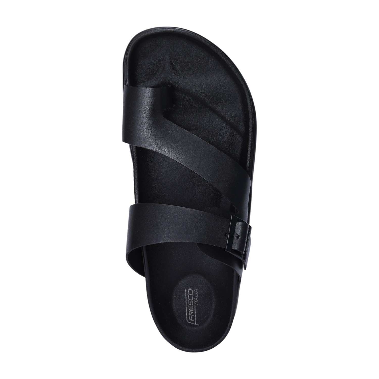 Men Black Toe-Ring Slip-On Chappal