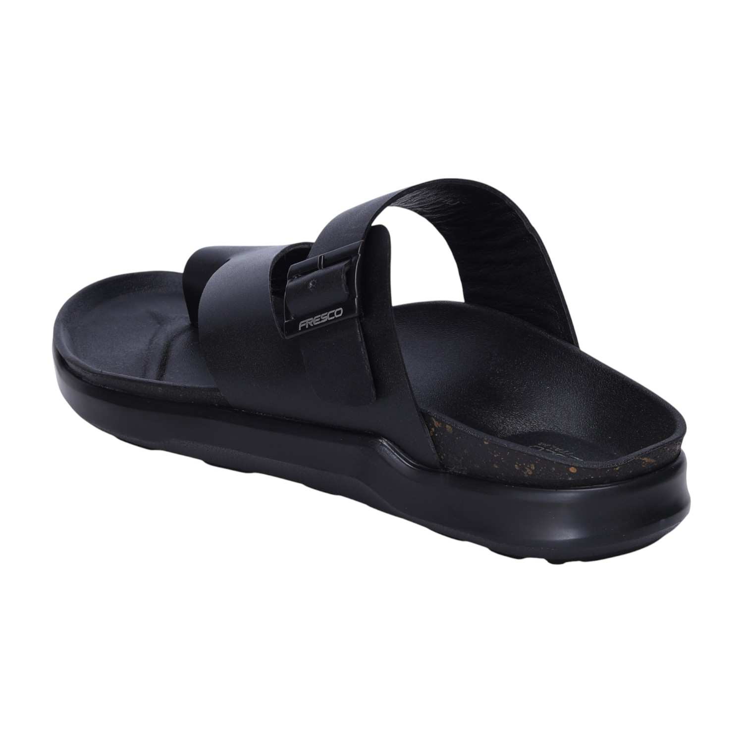 Men Black Toe-Ring Slip-On Chappal