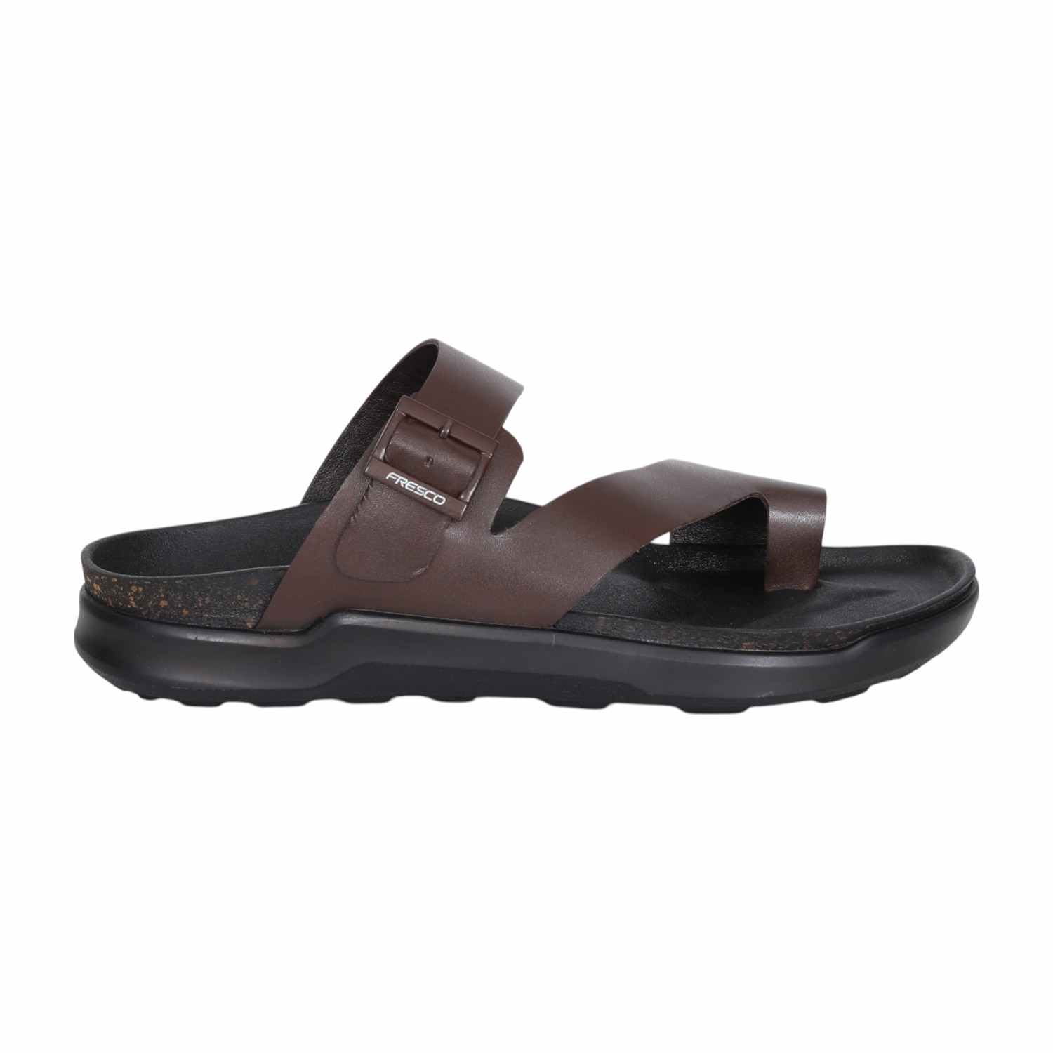 Men Brown Toe-Loop Adjustable Sandal