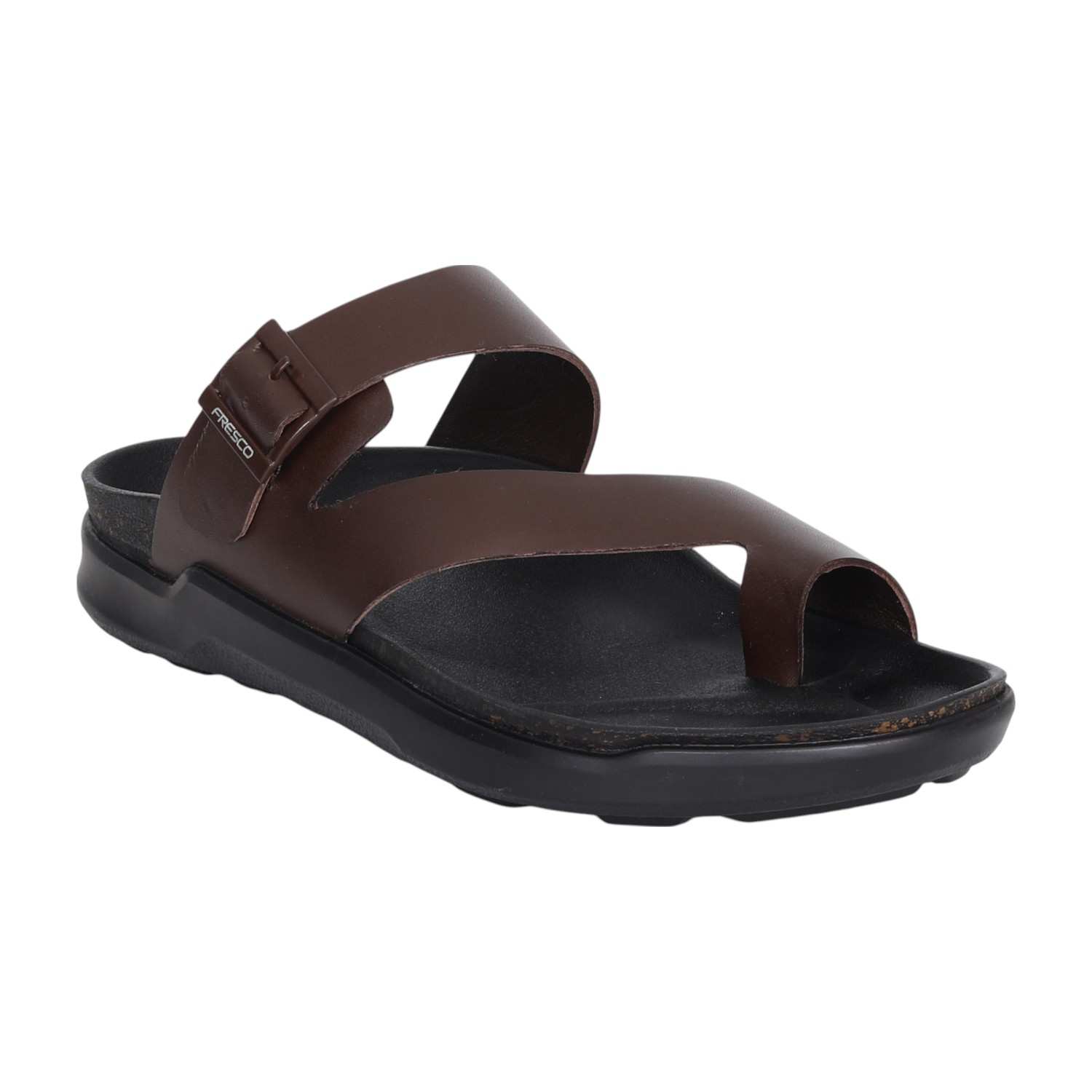 Men Brown Toe-Loop Adjustable Sandal