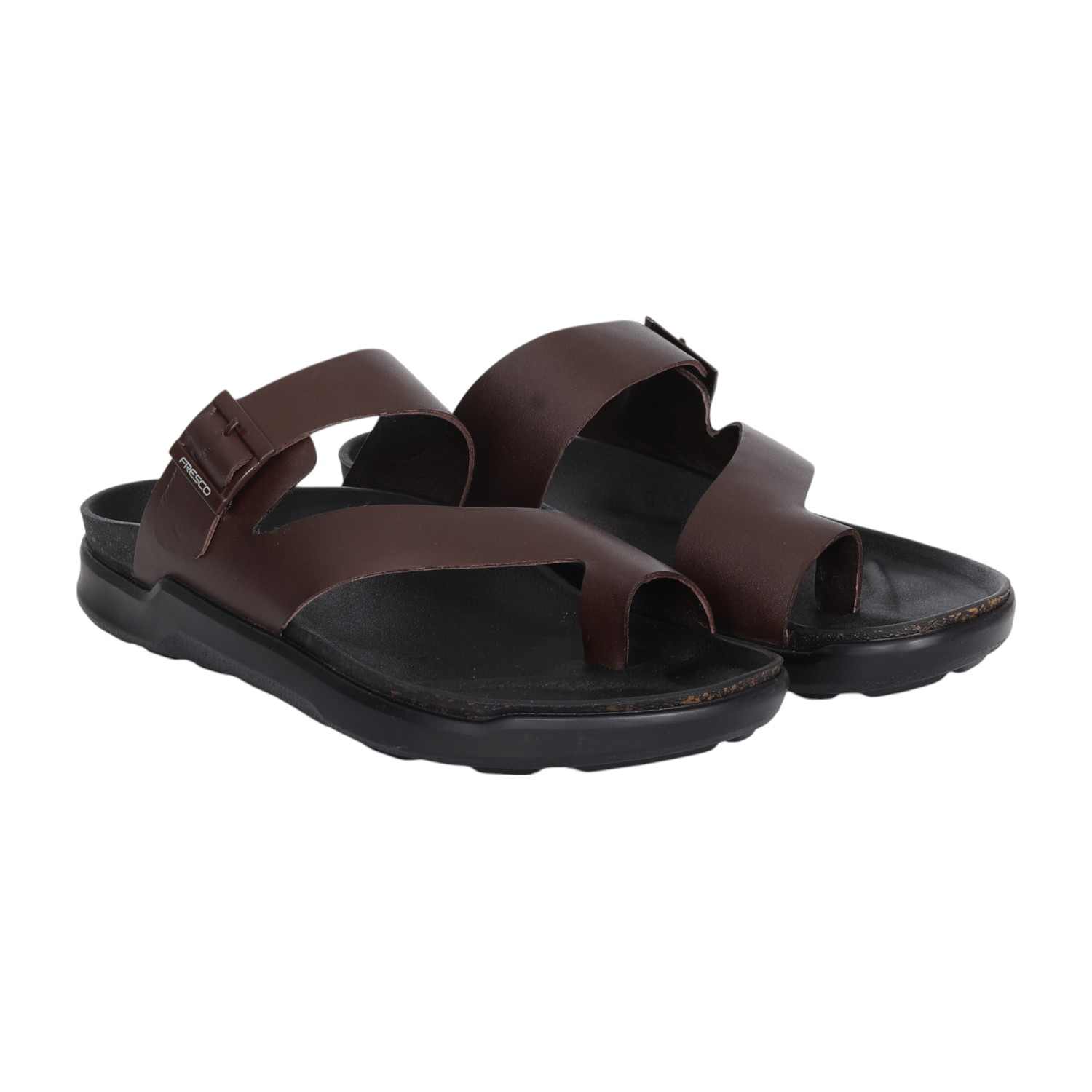 Men Brown Toe-Loop Adjustable Sandal
