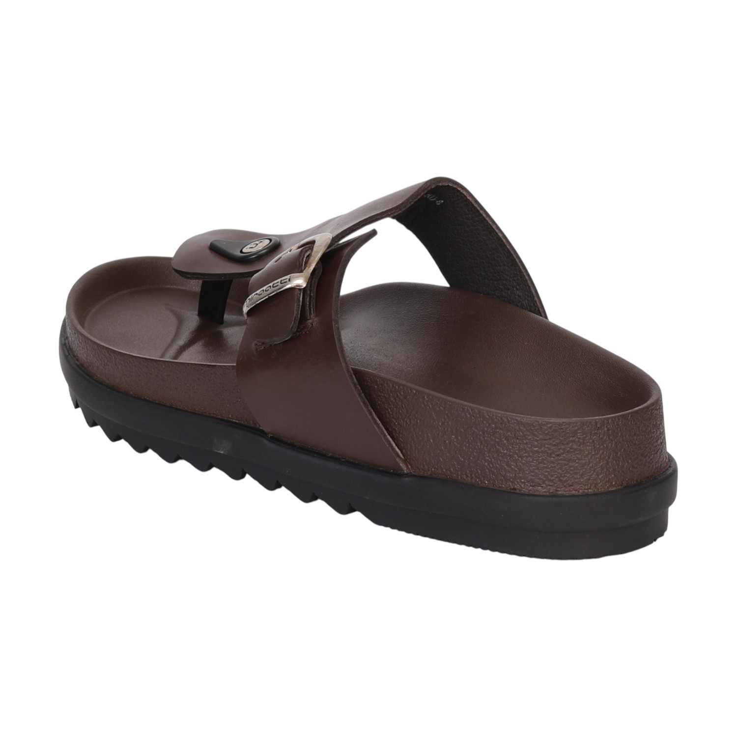 Men Brown Buckle Strap Casual Chappal