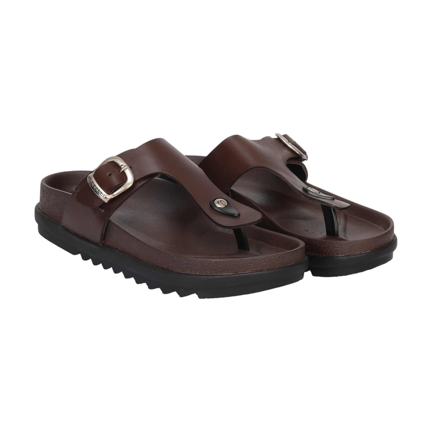 Men Brown Buckle Strap Casual Chappal