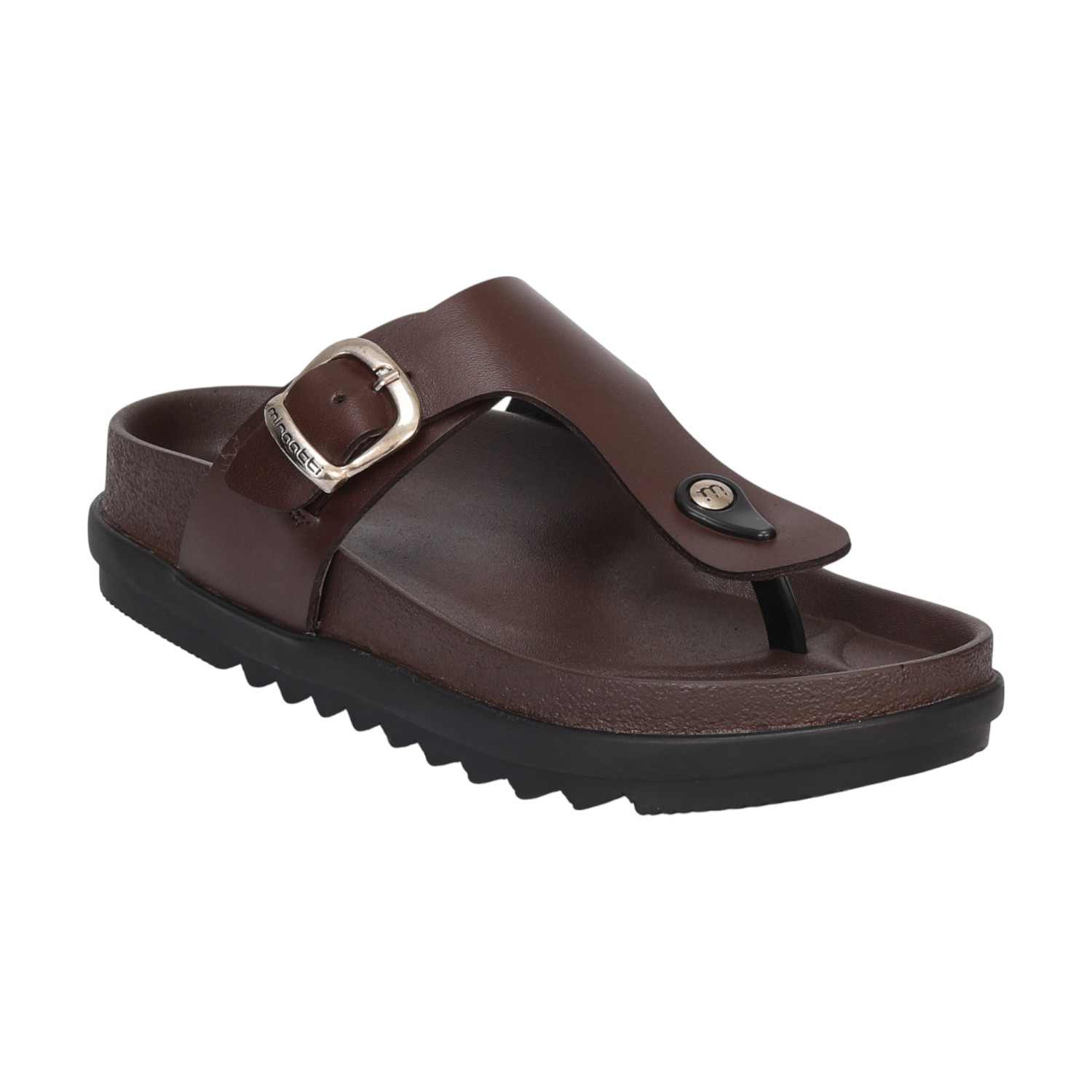 Men Brown Buckle Strap Casual Chappal
