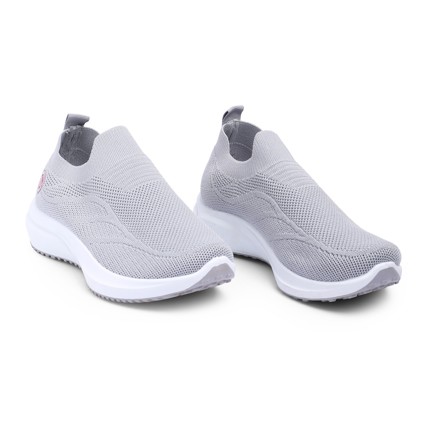 Women Grey Slip-On Sneakers with Breathable Knit Design