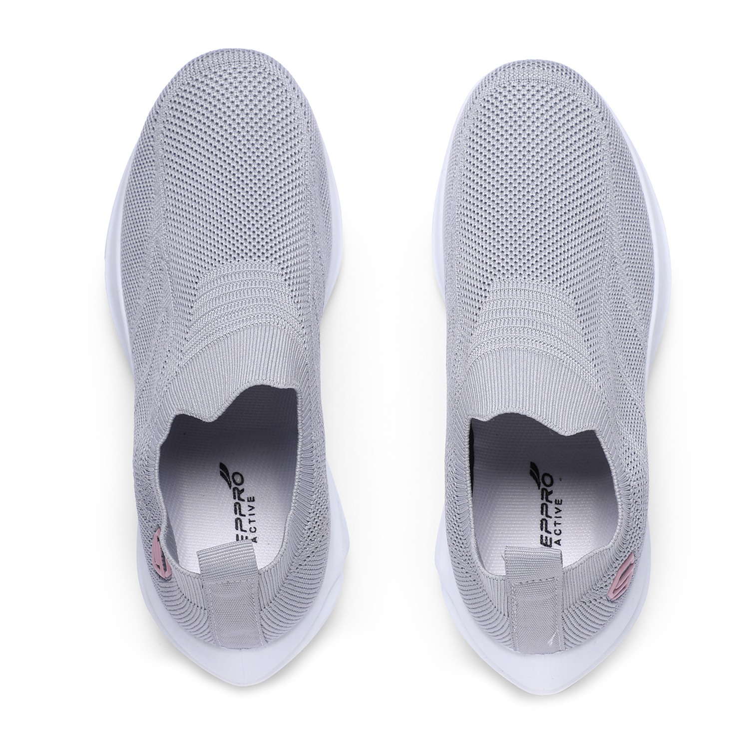 Women Grey Slip-On Sneakers with Breathable Knit Design