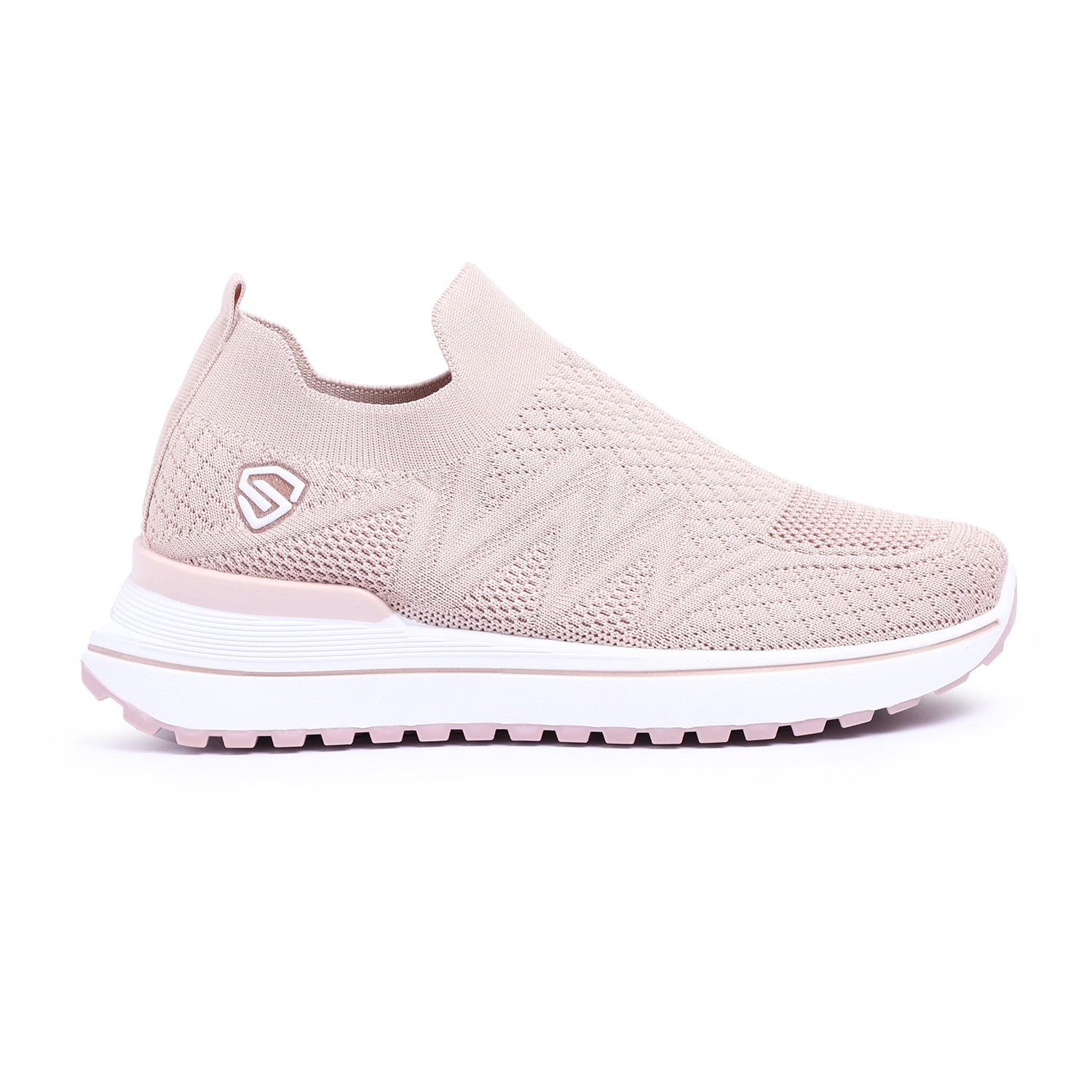 Women Nude Pink Slip-On Sneakers with Breathable Knit Design