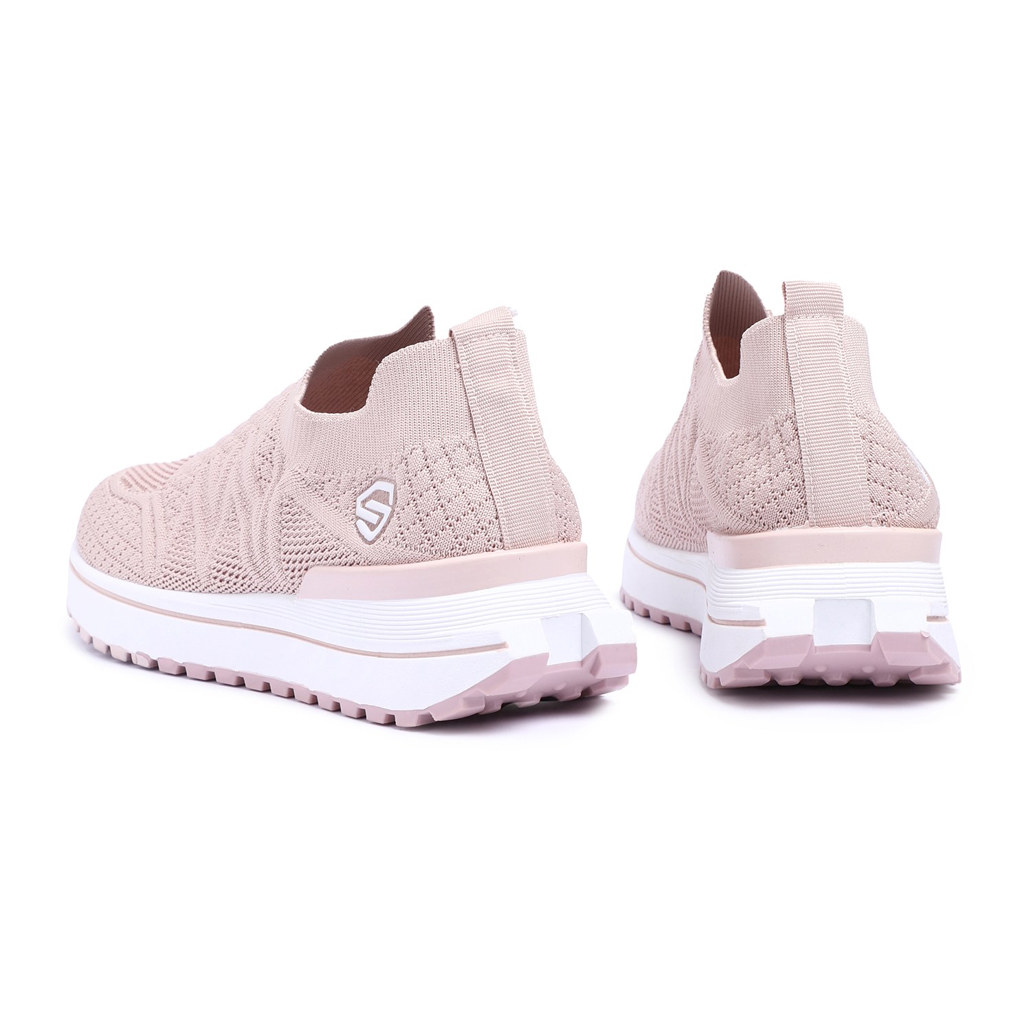 Women Nude Pink Slip-On Sneakers with Breathable Knit Design