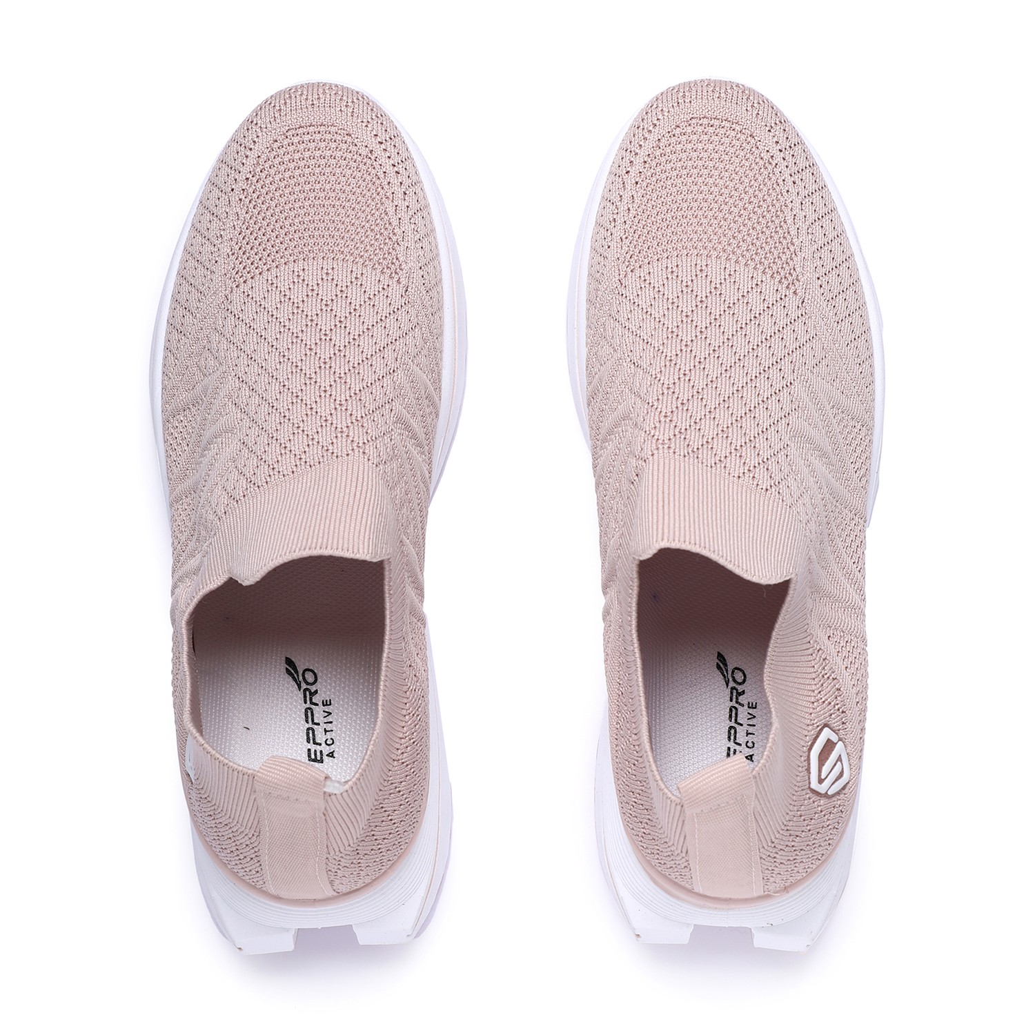 Women Nude Pink Slip-On Sneakers with Breathable Knit Design
