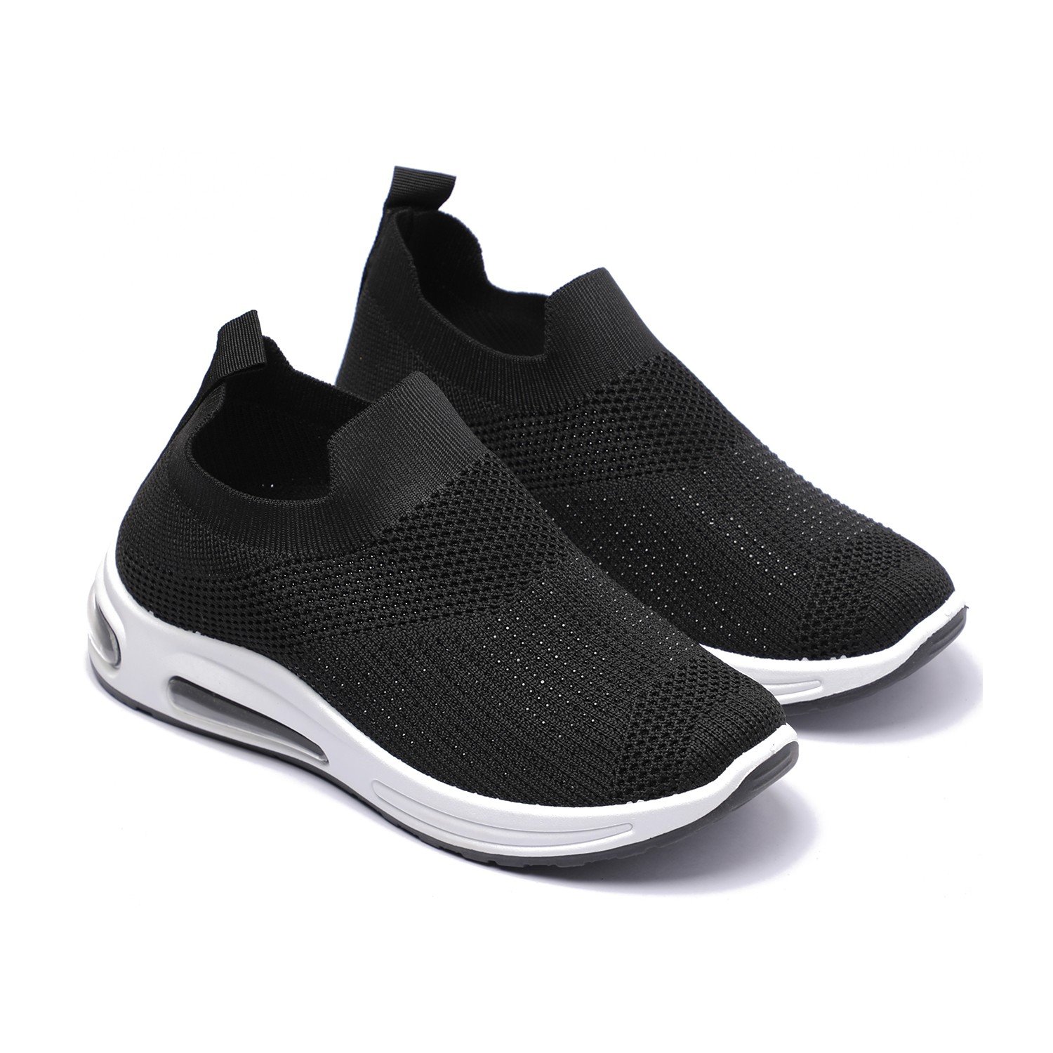 Women Breathable Slip-On Knit Sneakers Black