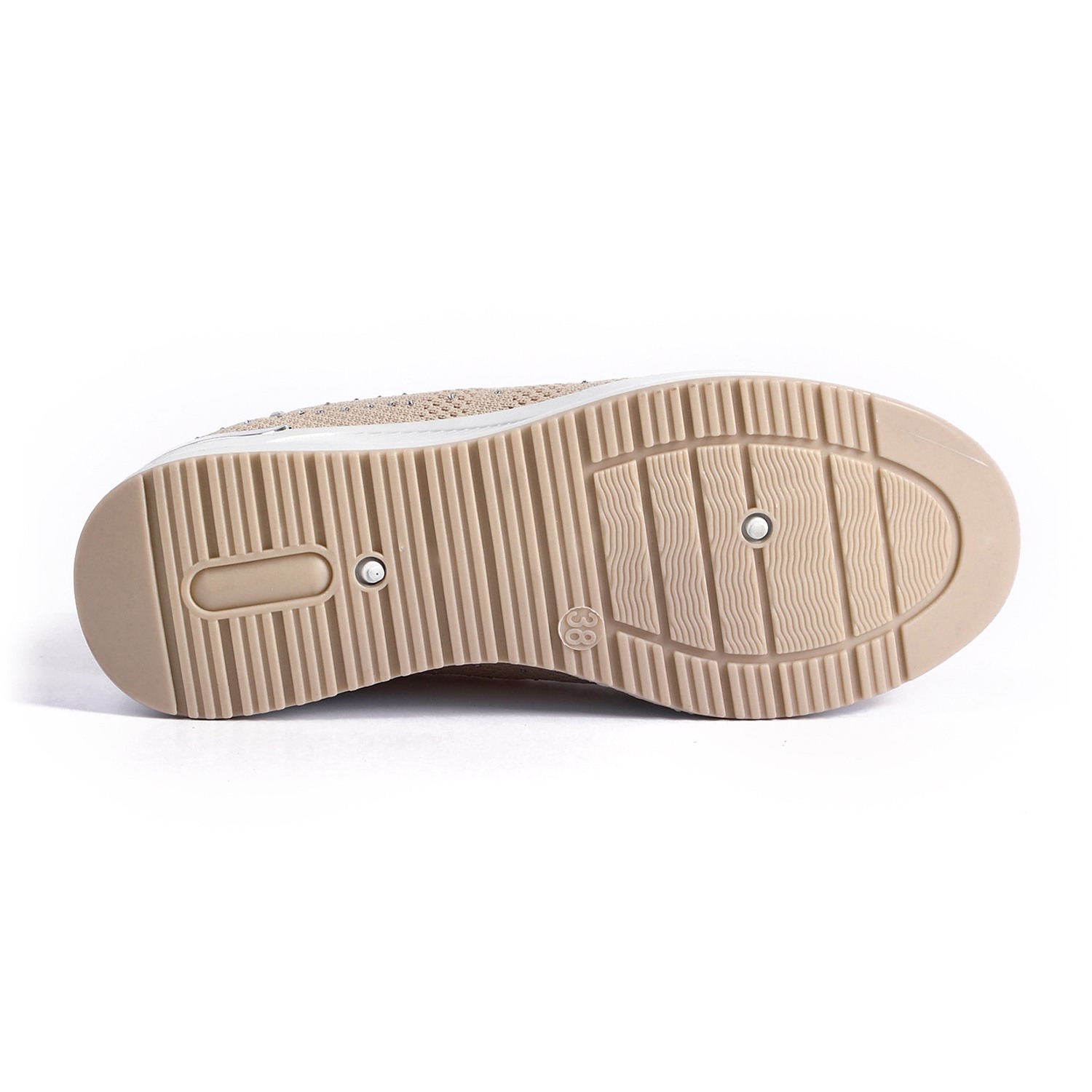 Beige Embellished Knit Slip-On for Women