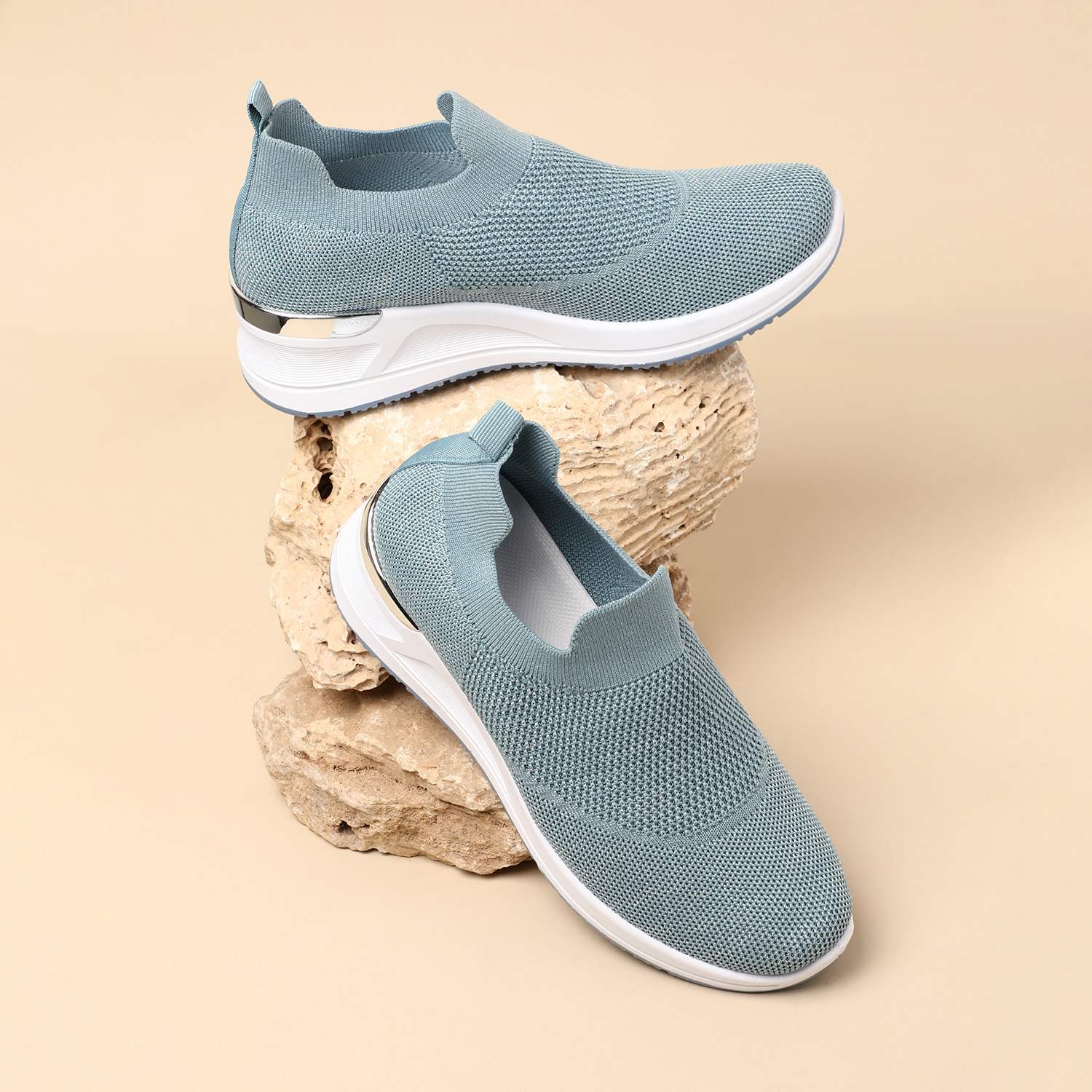 Cloud Blue Metal Accent Sneakers for Women