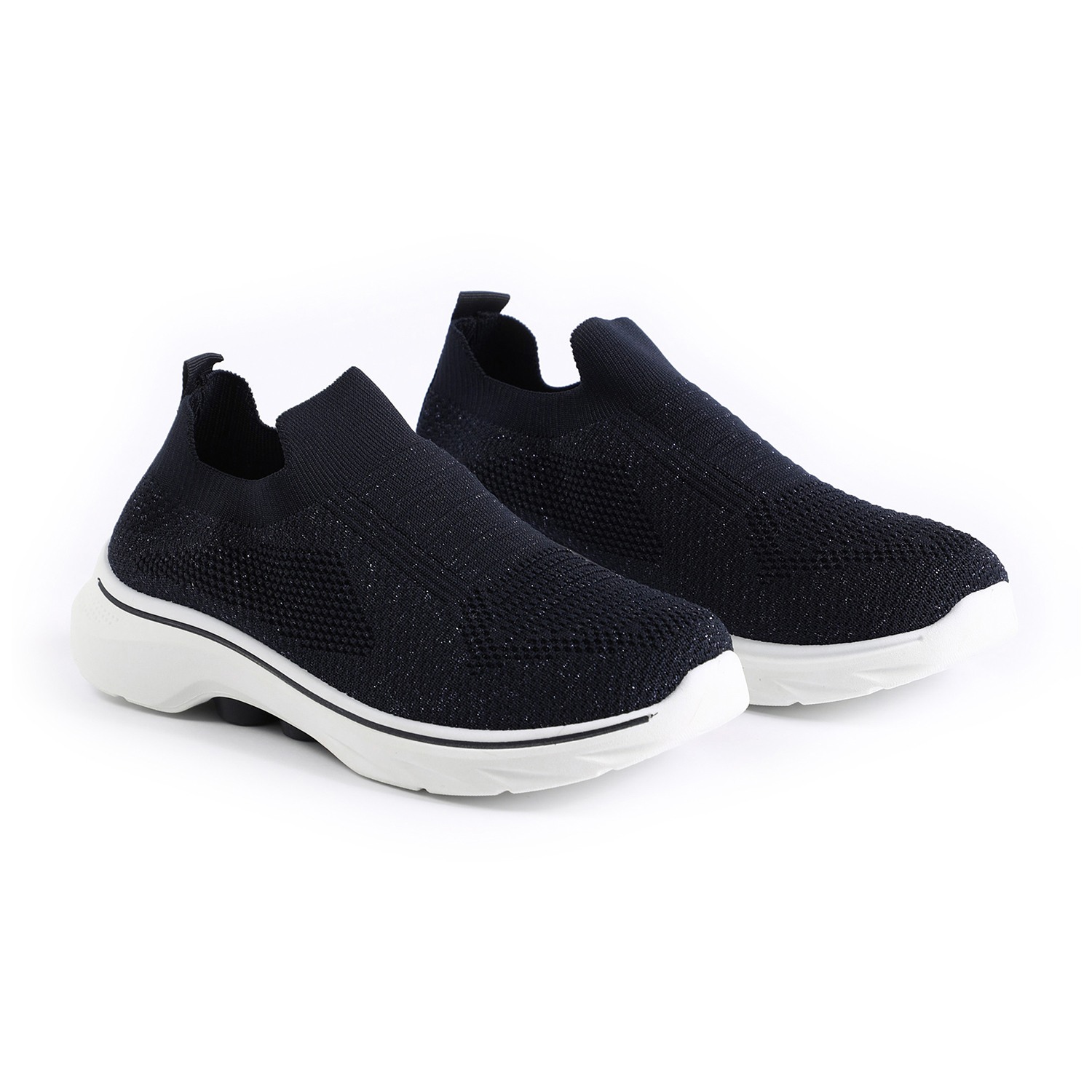 Navy Glitter Cushioned Go-Walkers for Women