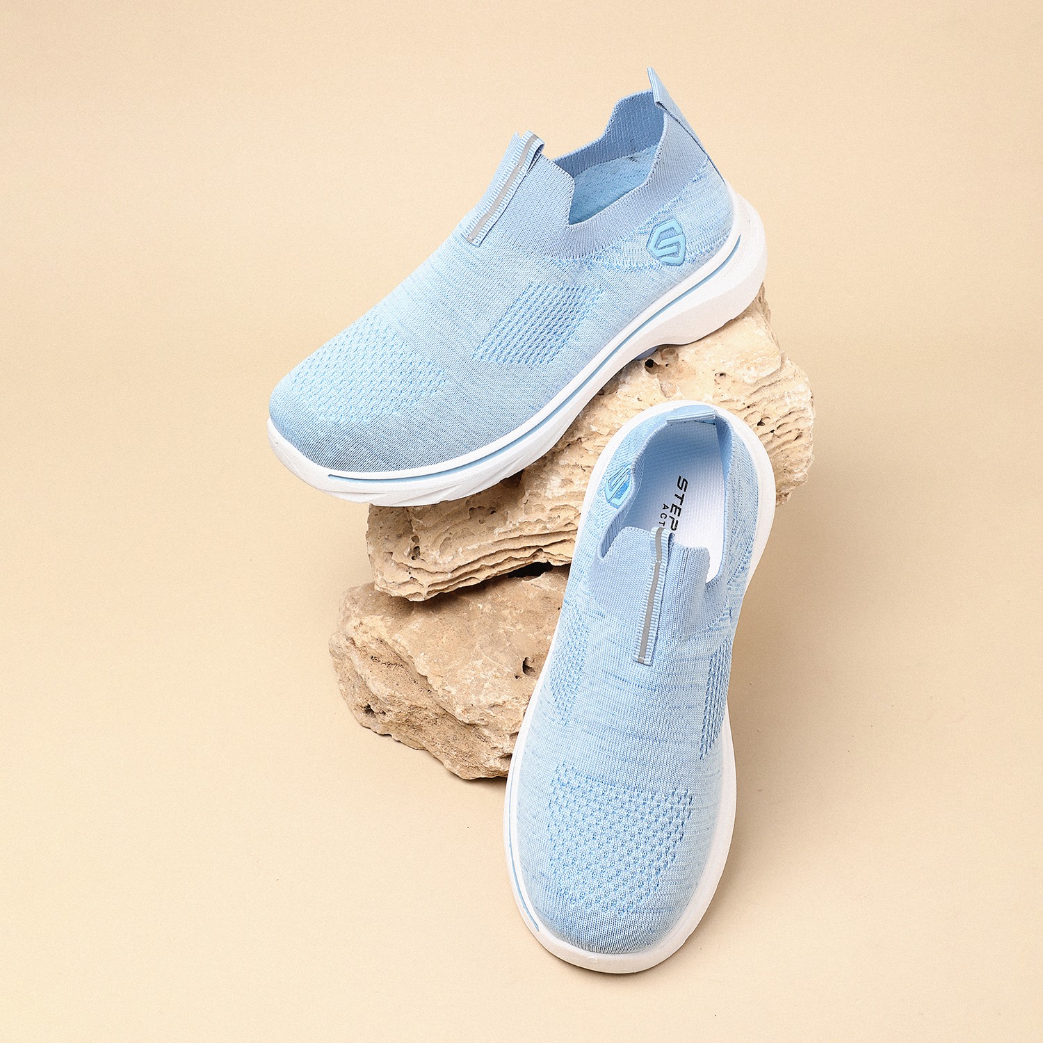 Sky Blue Knit Trainers for Women