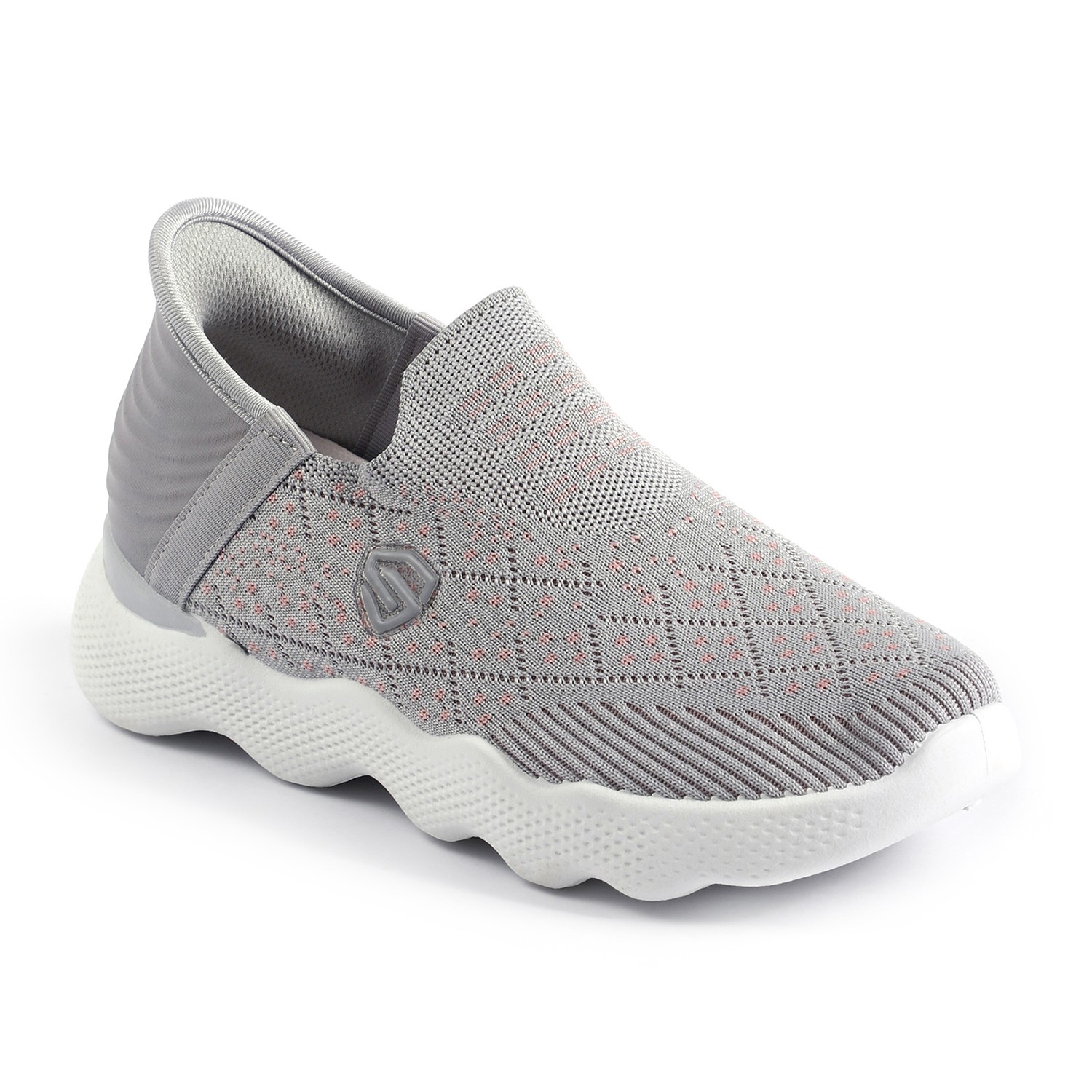 Grey Knit Slip-On Trainers for Women