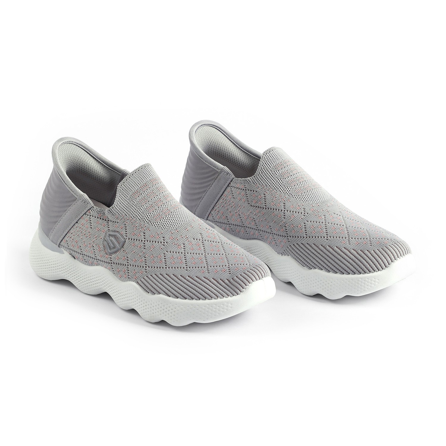 Grey Knit Slip-On Trainers for Women