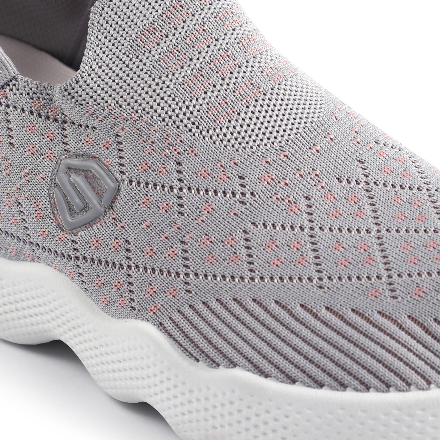 Grey Knit Slip-On Trainers for Women
