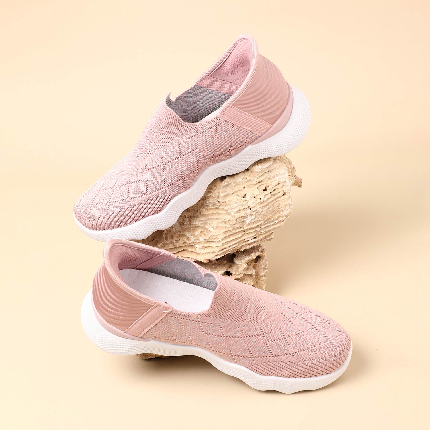Blush Knit Slip-On Trainers for Women