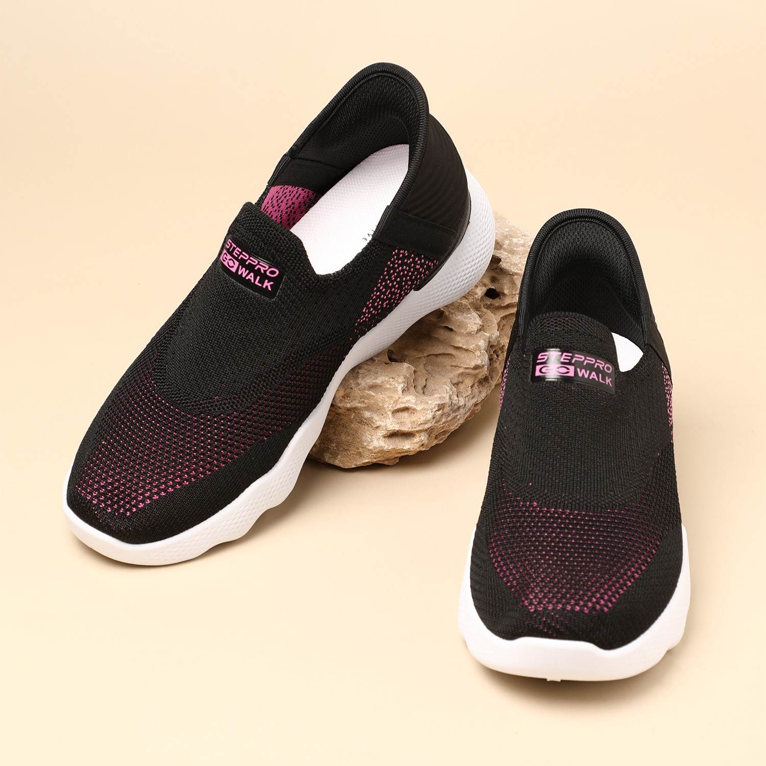 Sporty Black & Pink Go-Walkers for Women