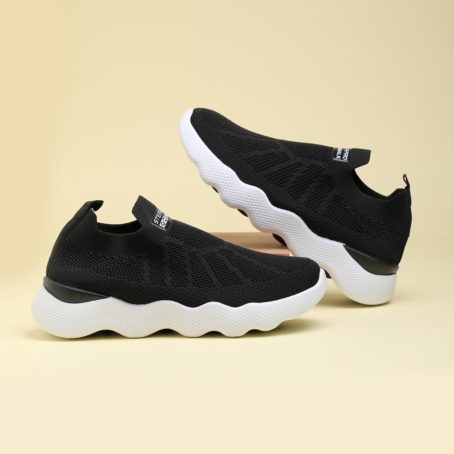 Urban Black Athleisure Slip-Ons for Women