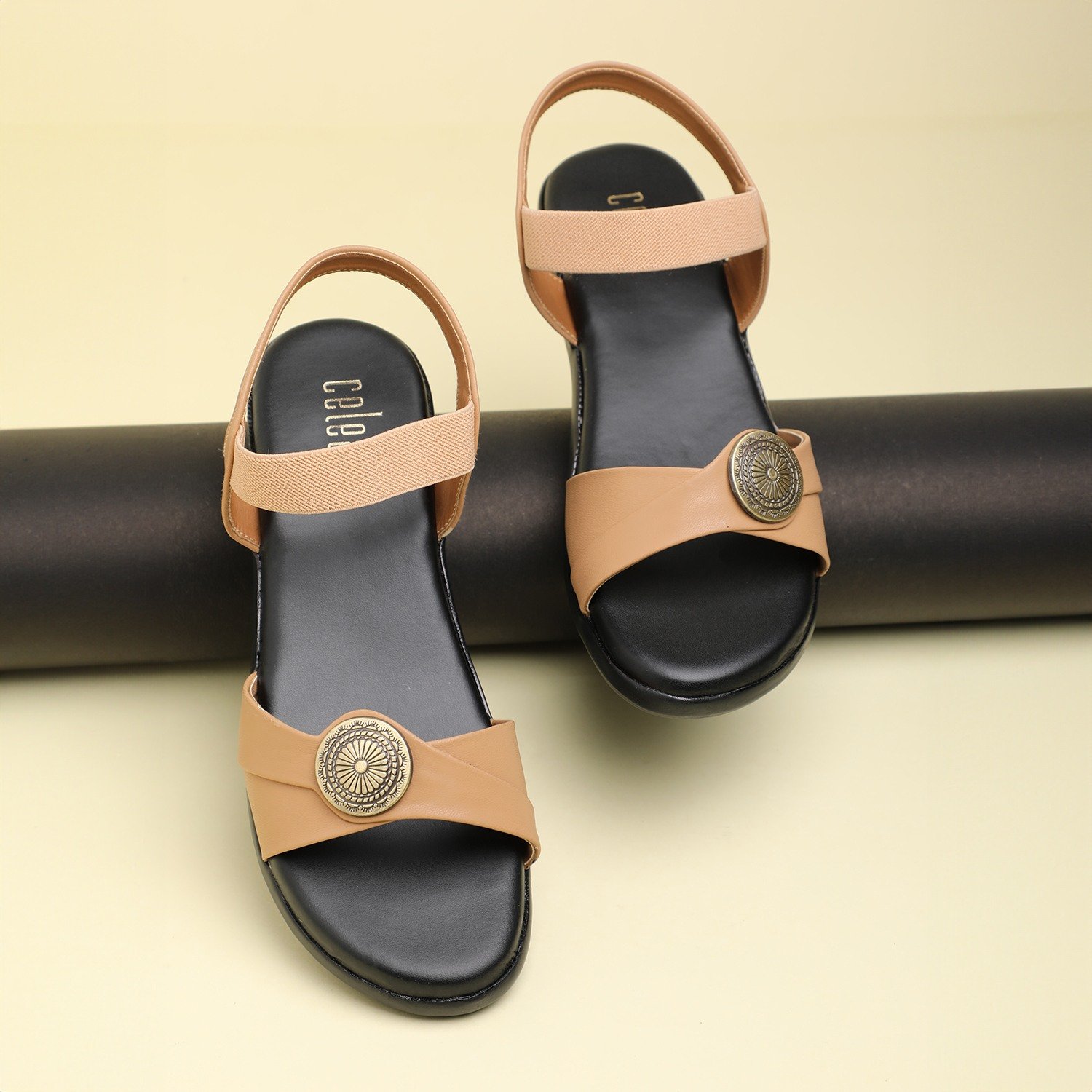 Women Beige Casual Flat sandals