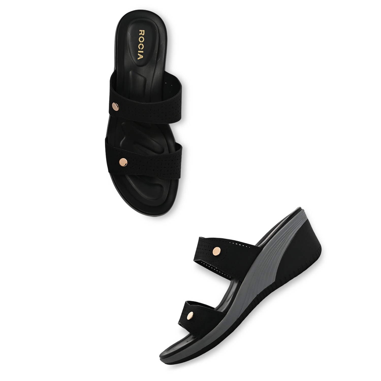 Black Women Casual Laser Cut Platforms