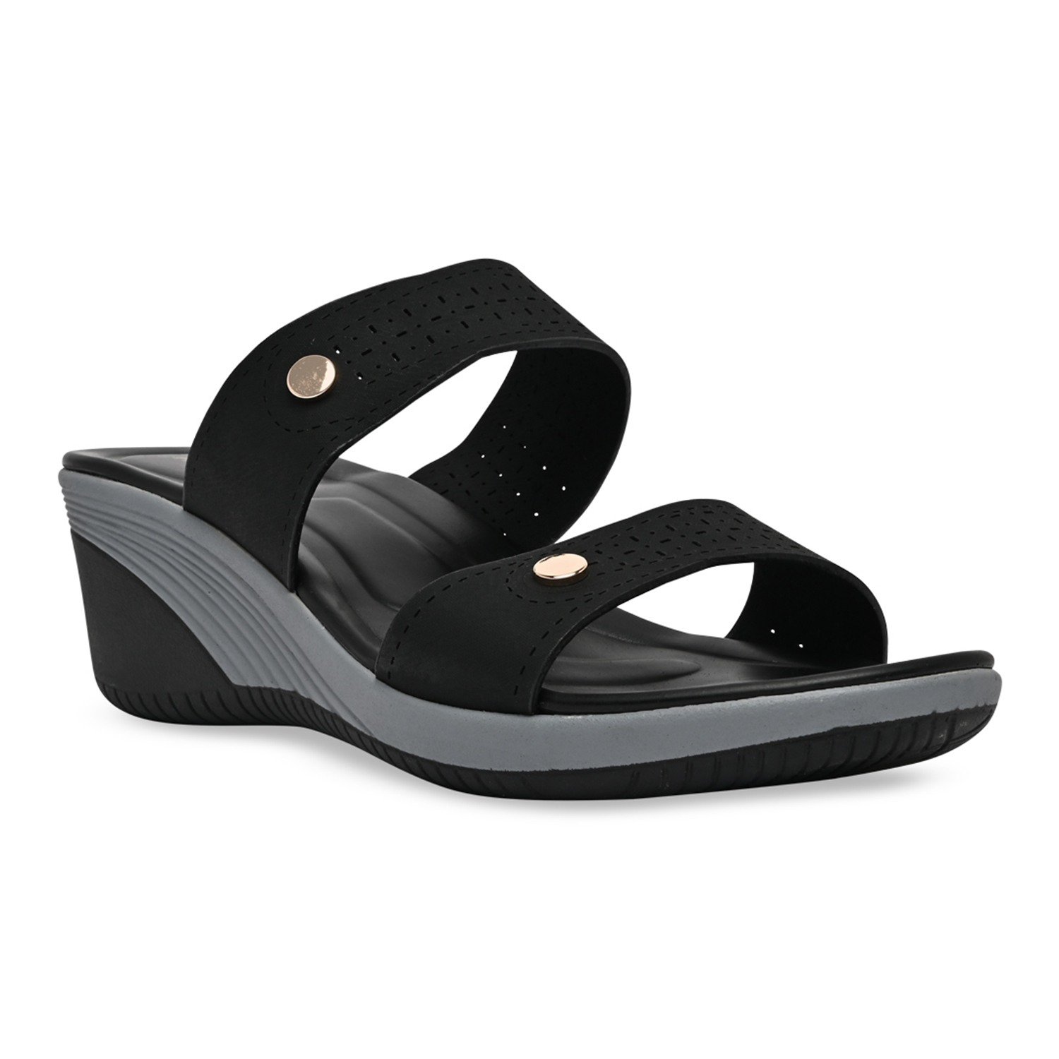 Black Women Casual Laser Cut Platforms