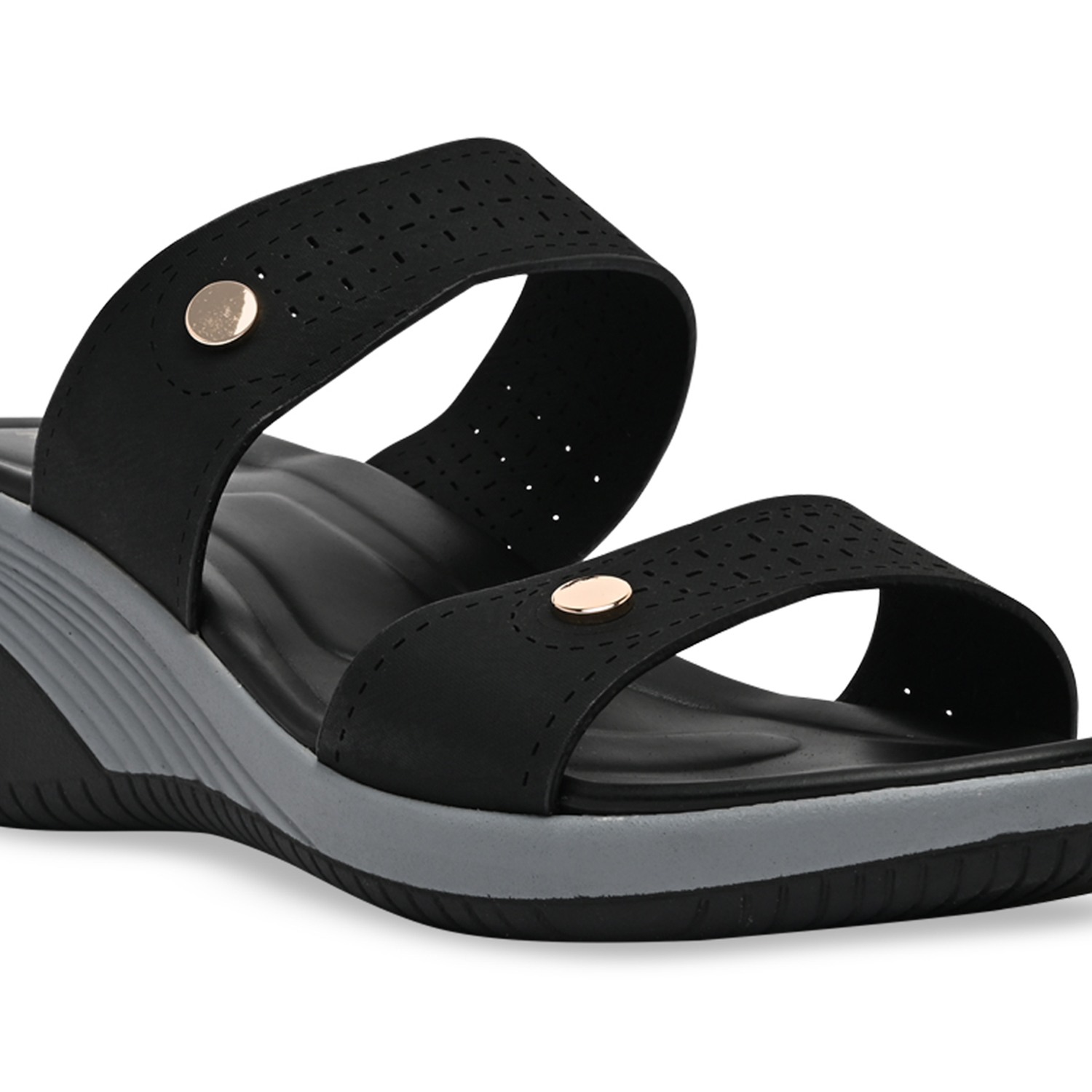Black Women Casual Laser Cut Platforms