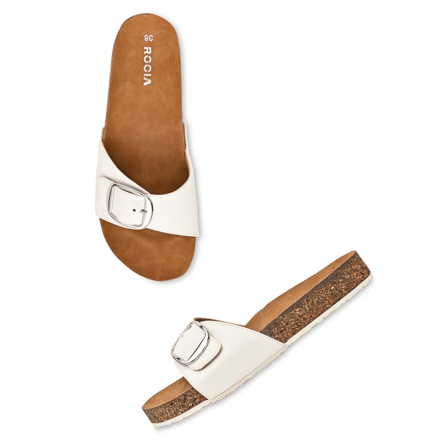 White Women Casual Flat Sliders