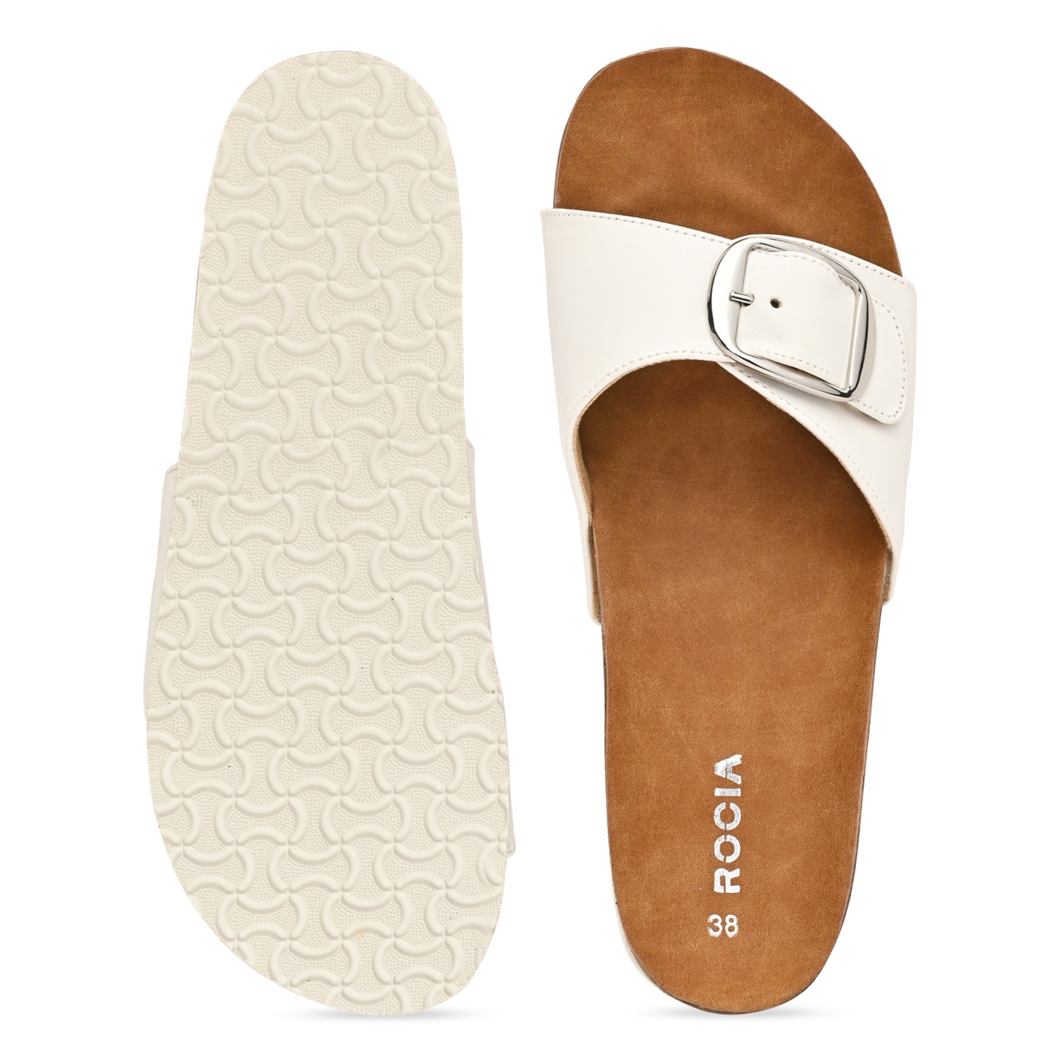 White Women Casual Flat Sliders