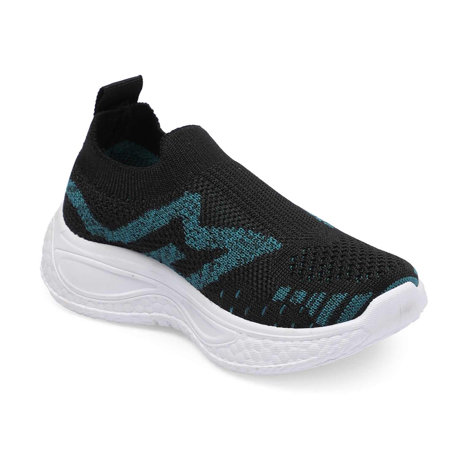 Black-Teal Slip-on Casual Shoes for Boys