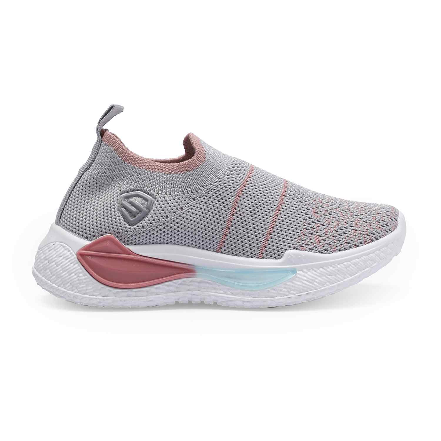 Grey-Pink Slip-on Casual Shoes for Girls