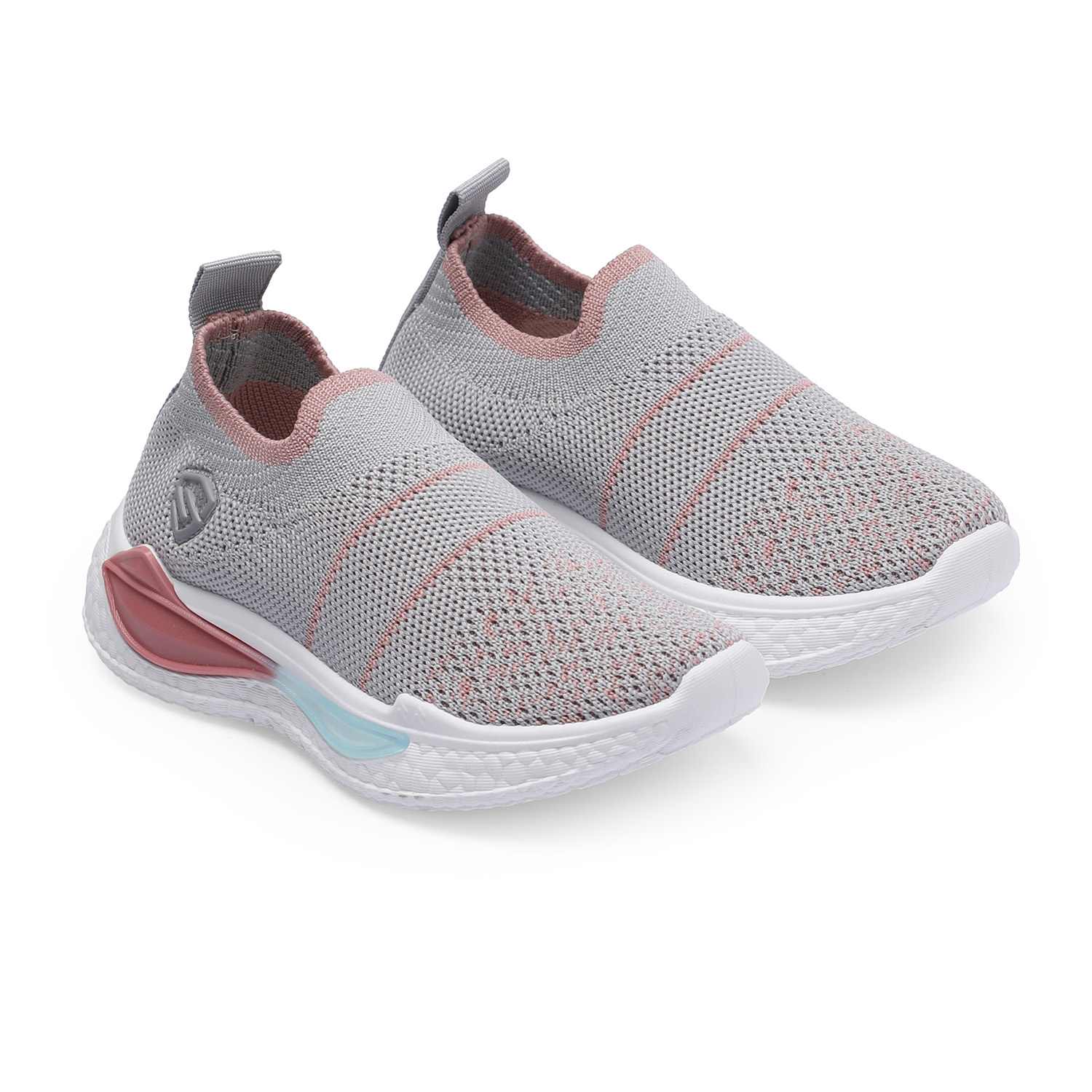 Grey-Pink Slip-on Casual Shoes for Girls