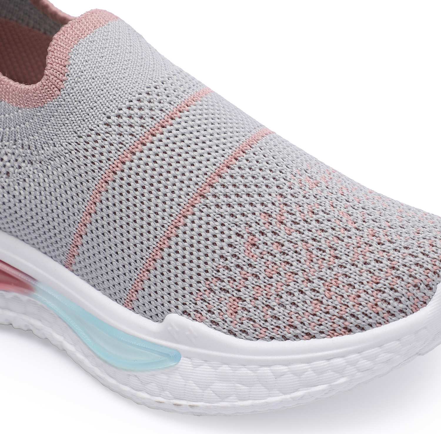Grey-Pink Slip-on Casual Shoes for Girls