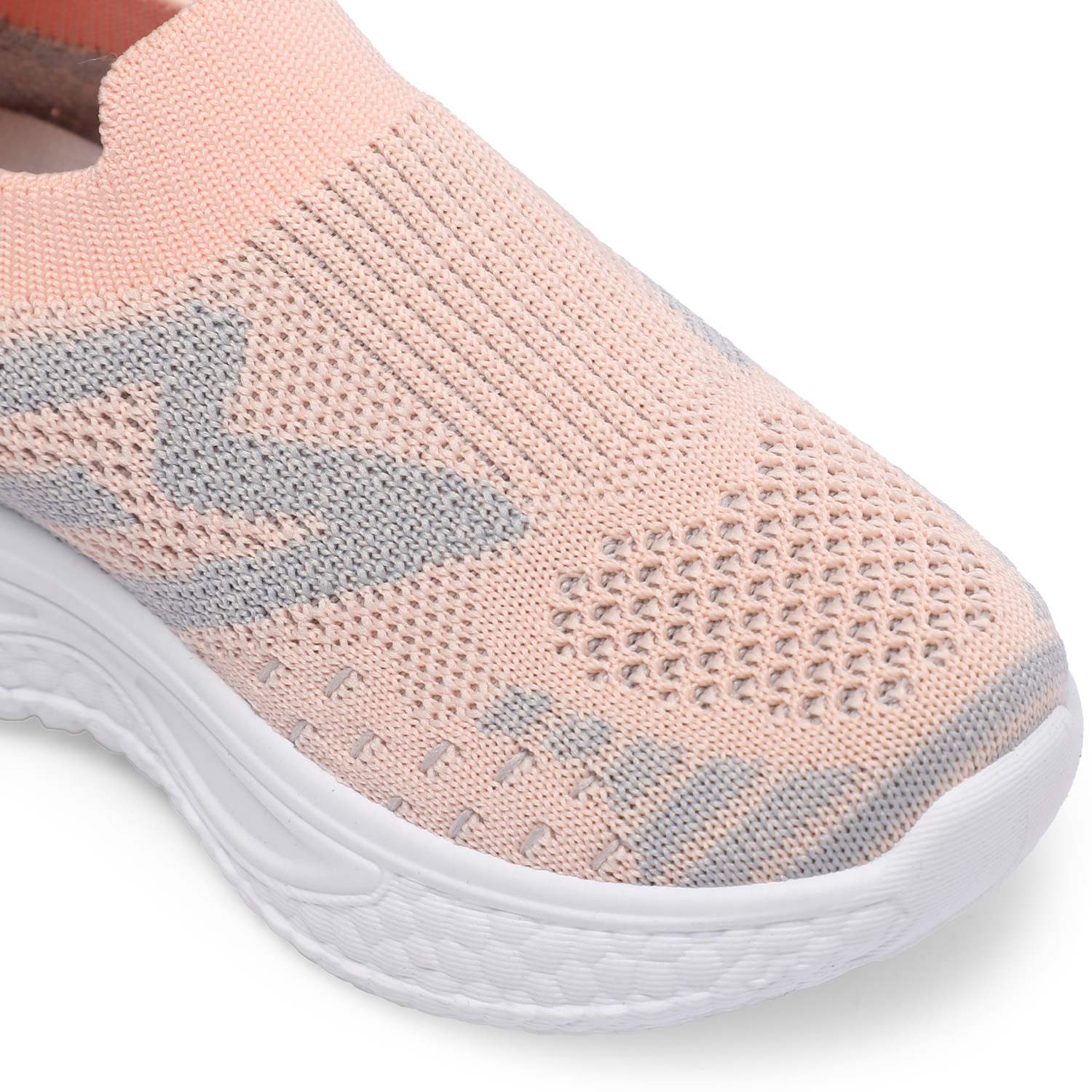 Grey-Pink Slip-on Casual Shoes for Girls
