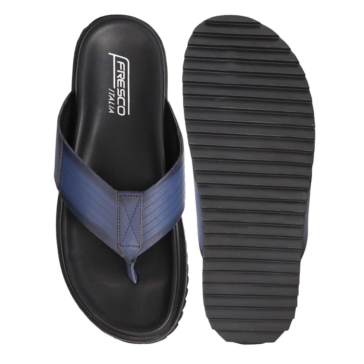 Men Navy Comfort Thong Slip-Ons