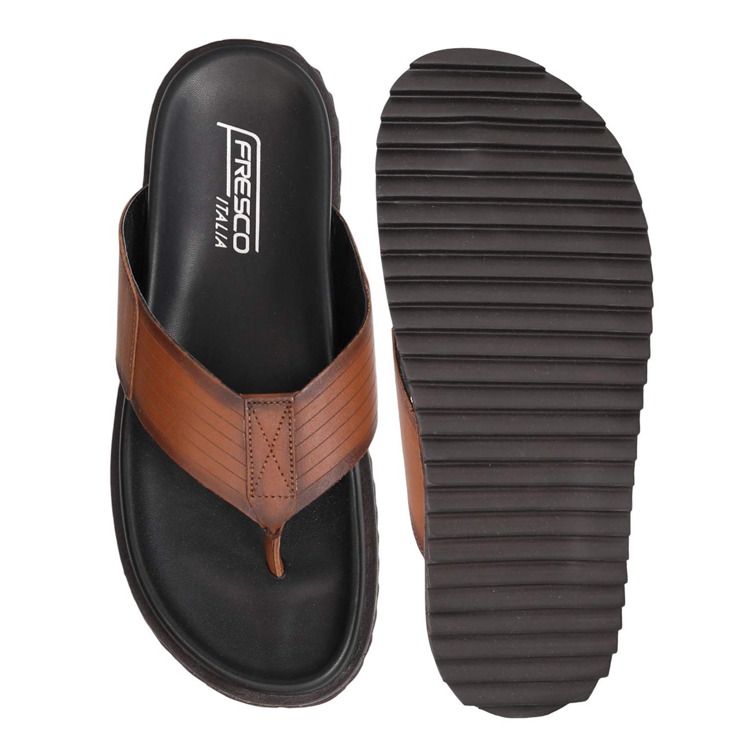 Men Tan Comfort Thong Slip-Ons