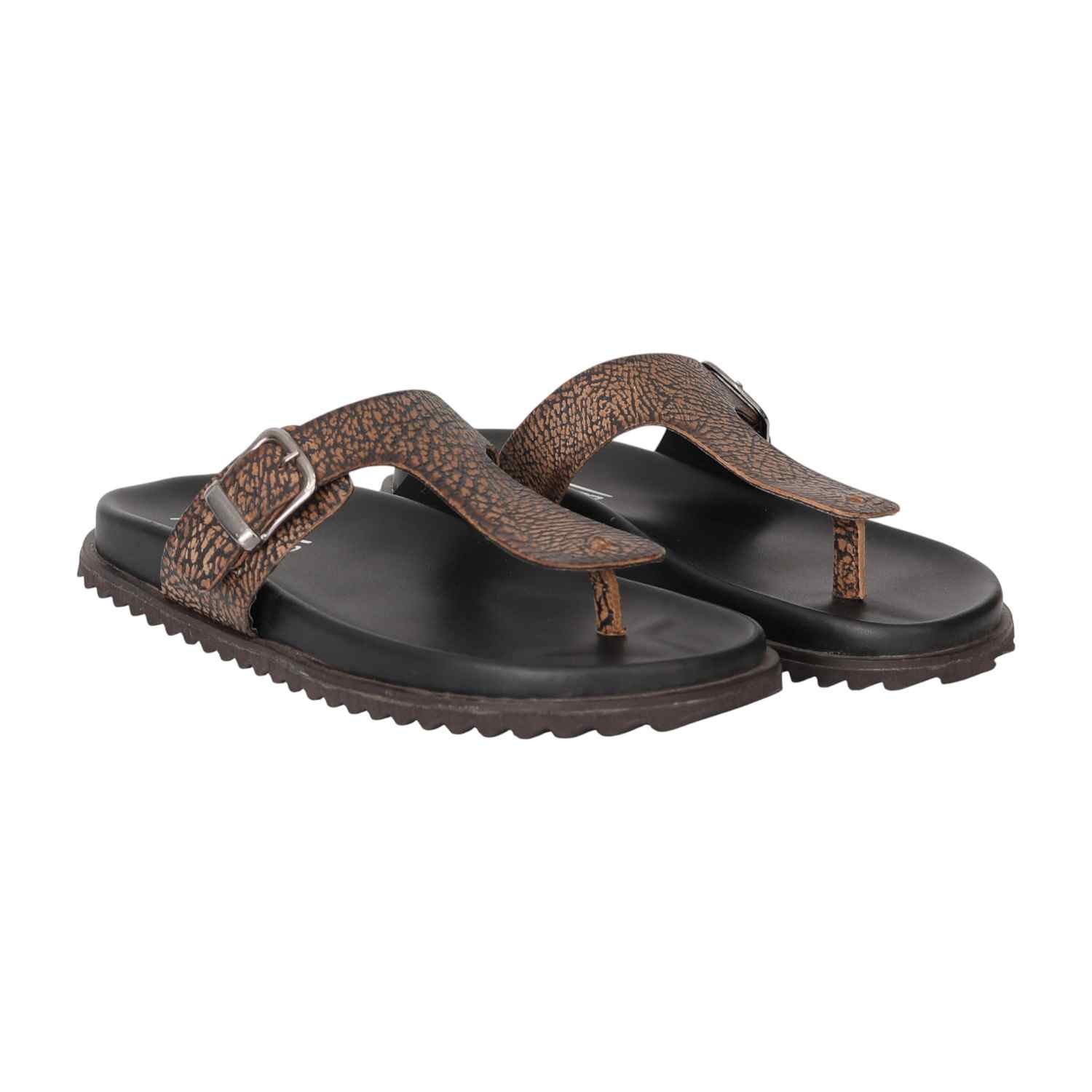 Men Brown Ergo Toe-Ring Sandals