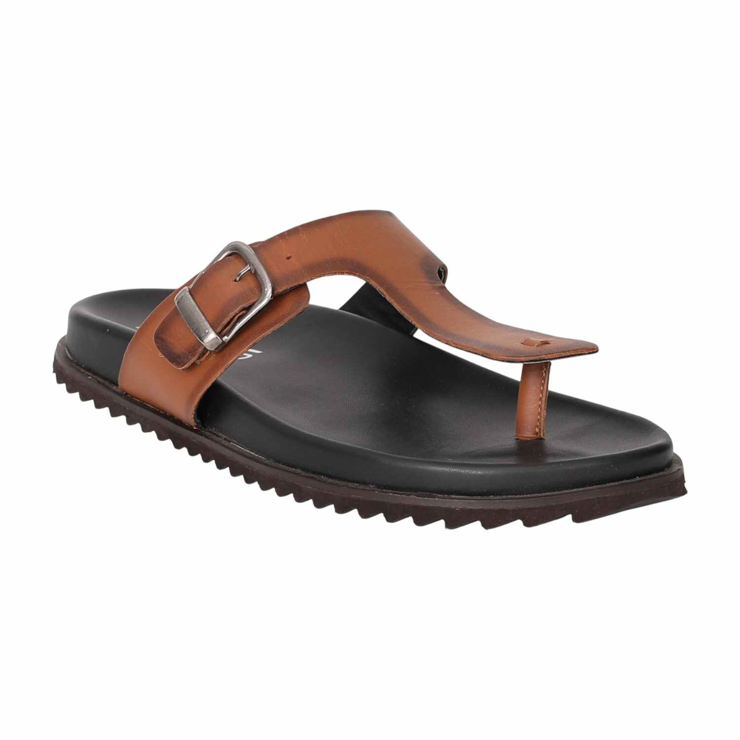 Men Tan Minimalist Toe-Loop Flats