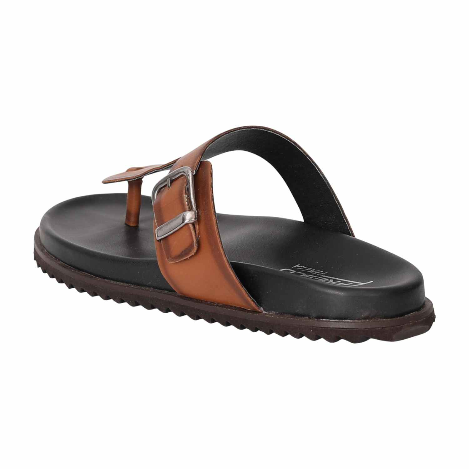Men Tan Minimalist Toe-Loop Flats