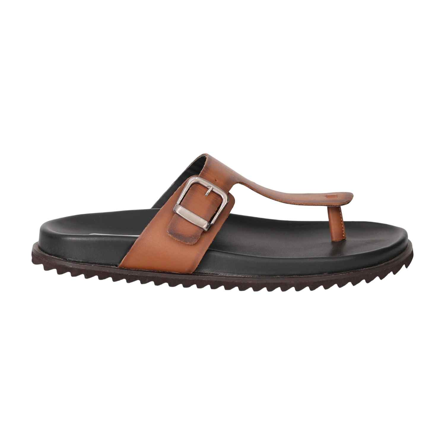 Men Tan Minimalist Toe-Loop Flats