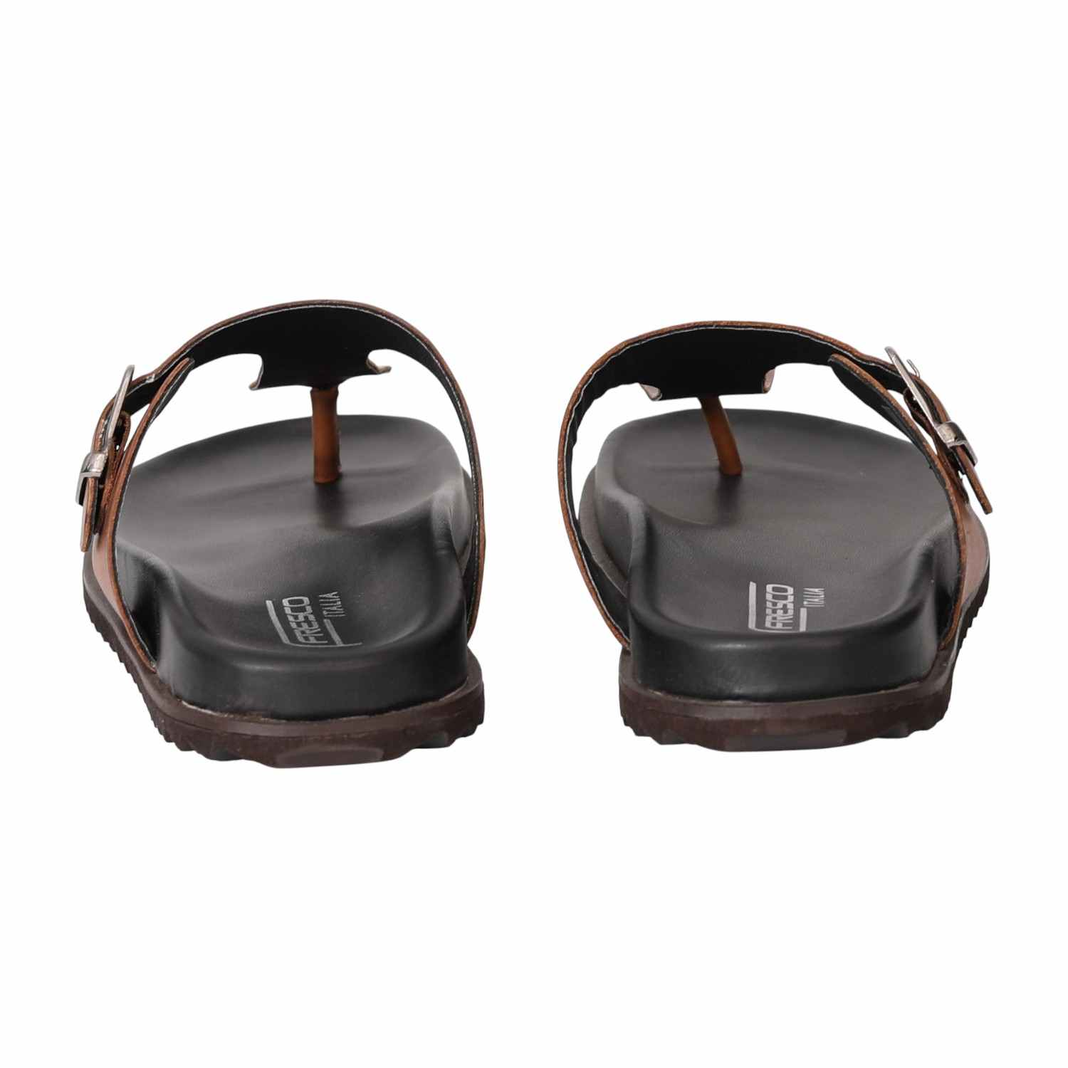 Men Tan Minimalist Toe-Loop Flats