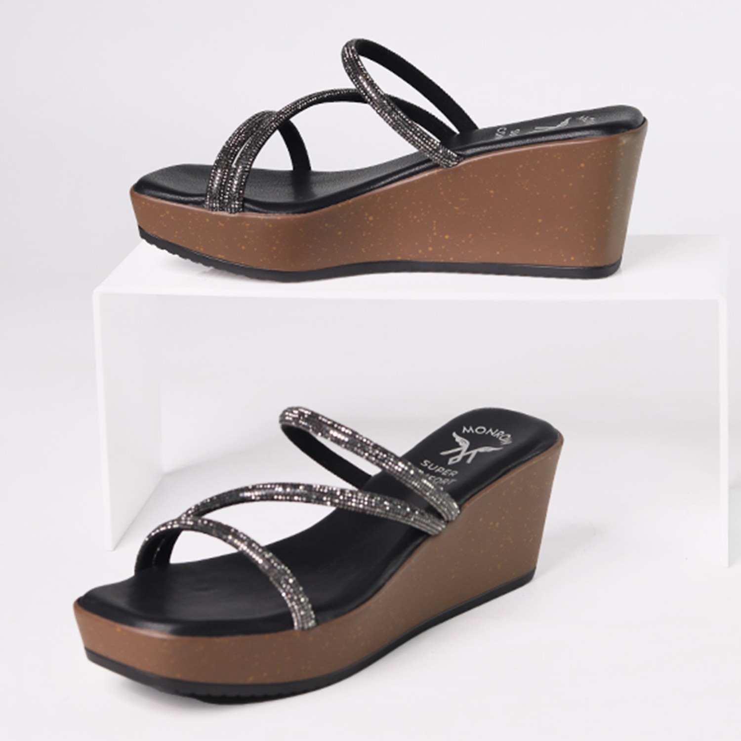 Monrow Axelle Black Wedge Heels