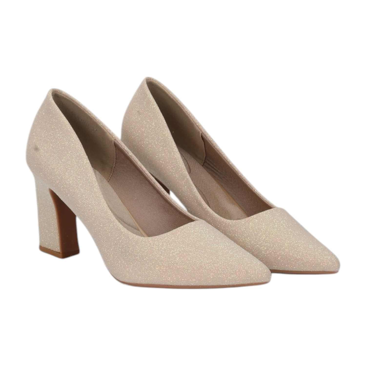 Women Shoes Gold Block Heel