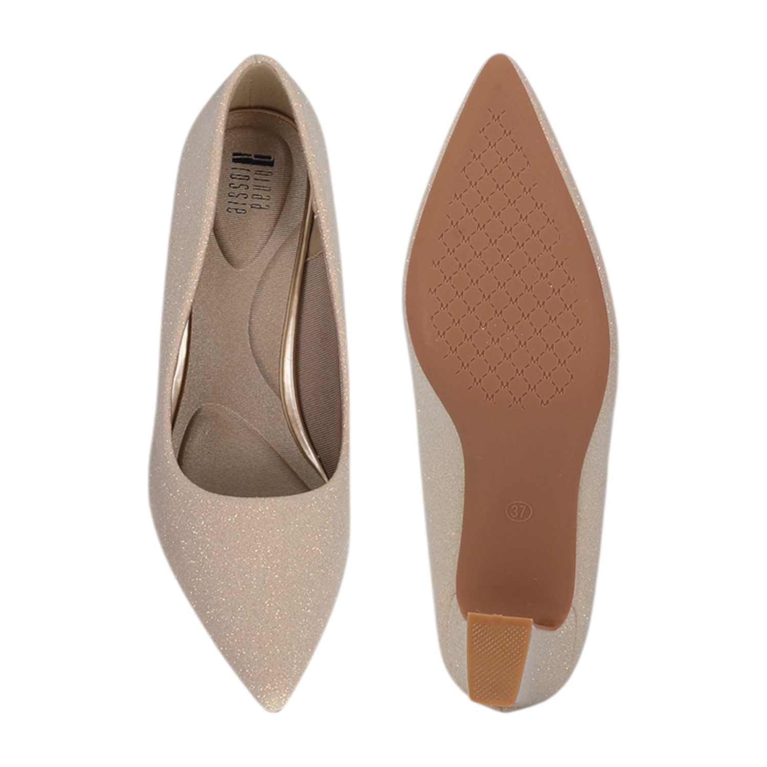 Women Shoes Gold Block Heel