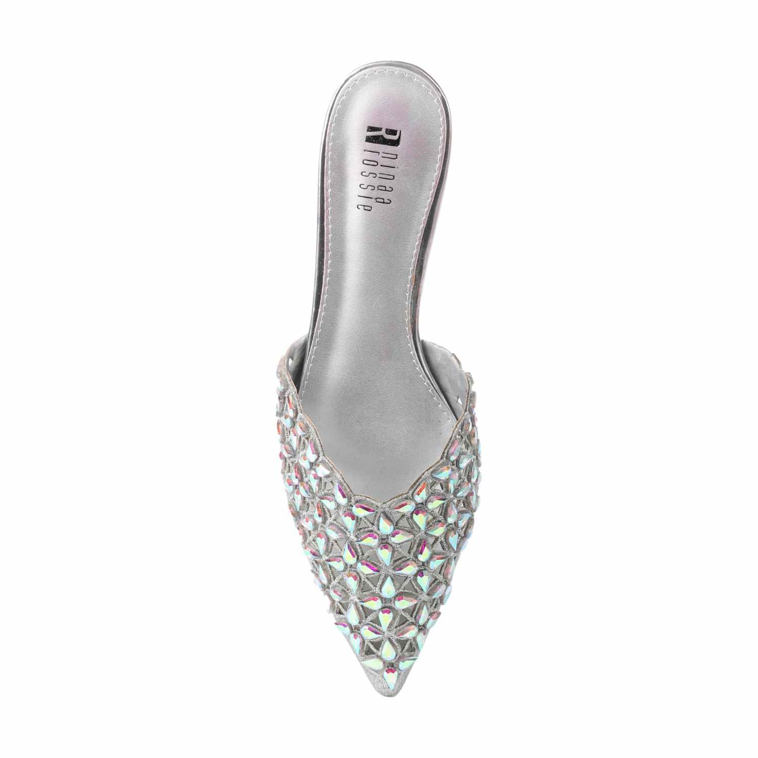Stone Embellished Women Silver Fashion Mule Casual